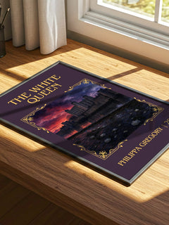 The White Queen Classic Book Art Print by Philippa Gregory – print on a sunlit desk