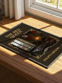 The Red Queen Classic Book Art Print by Philippa Gregory – print on a sunlit desk