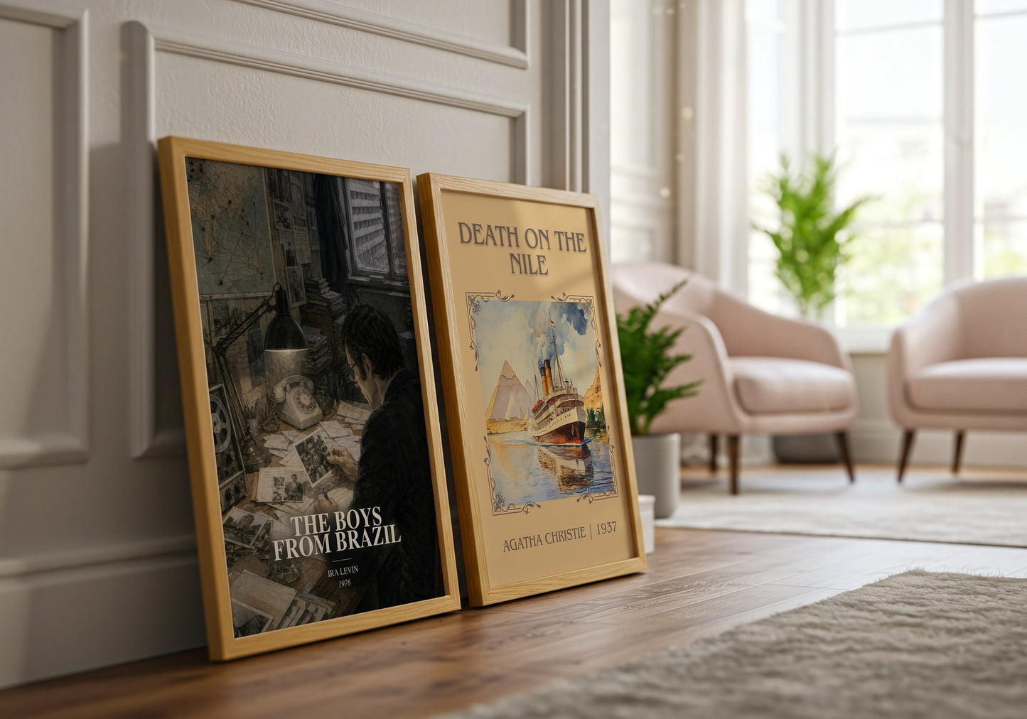 The Boys From Brazil watercolour print framed by window – literary home decor