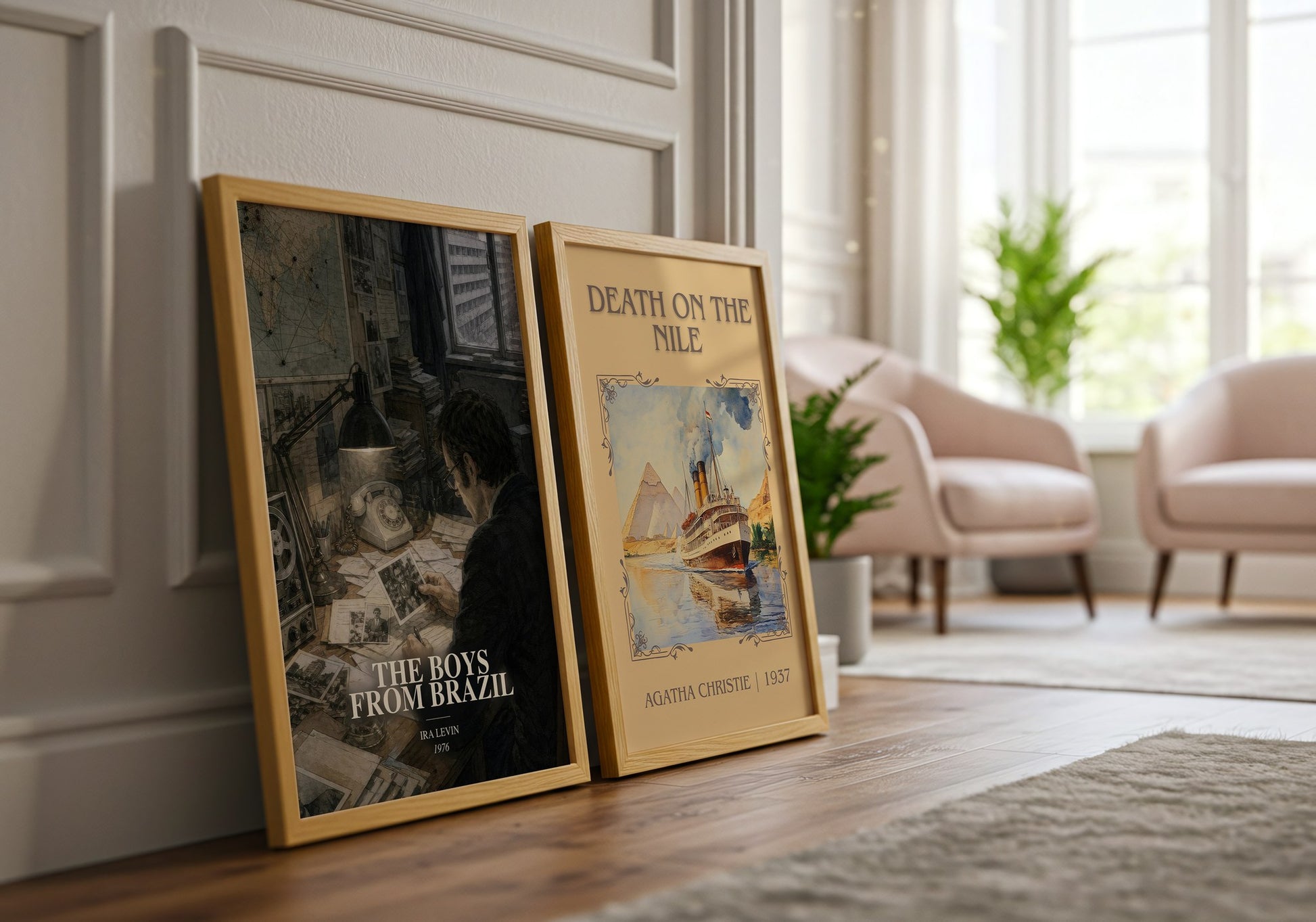 The Boys From Brazil watercolour print framed by window – literary home decor