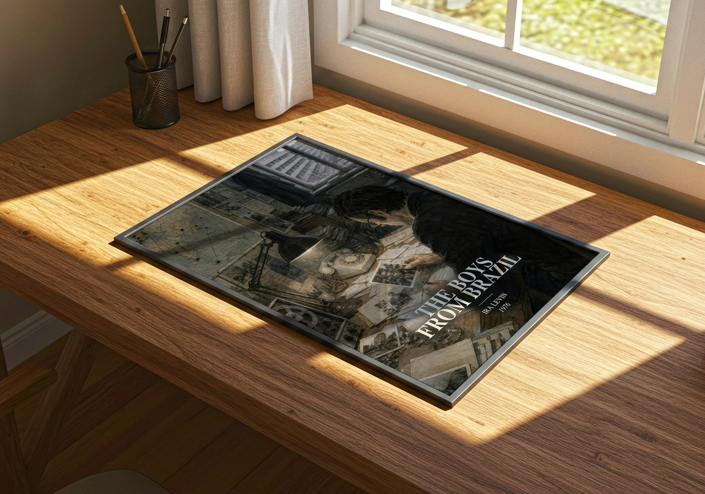 The Boys From Brazil watercolour book poster framed on wall – thriller wall art