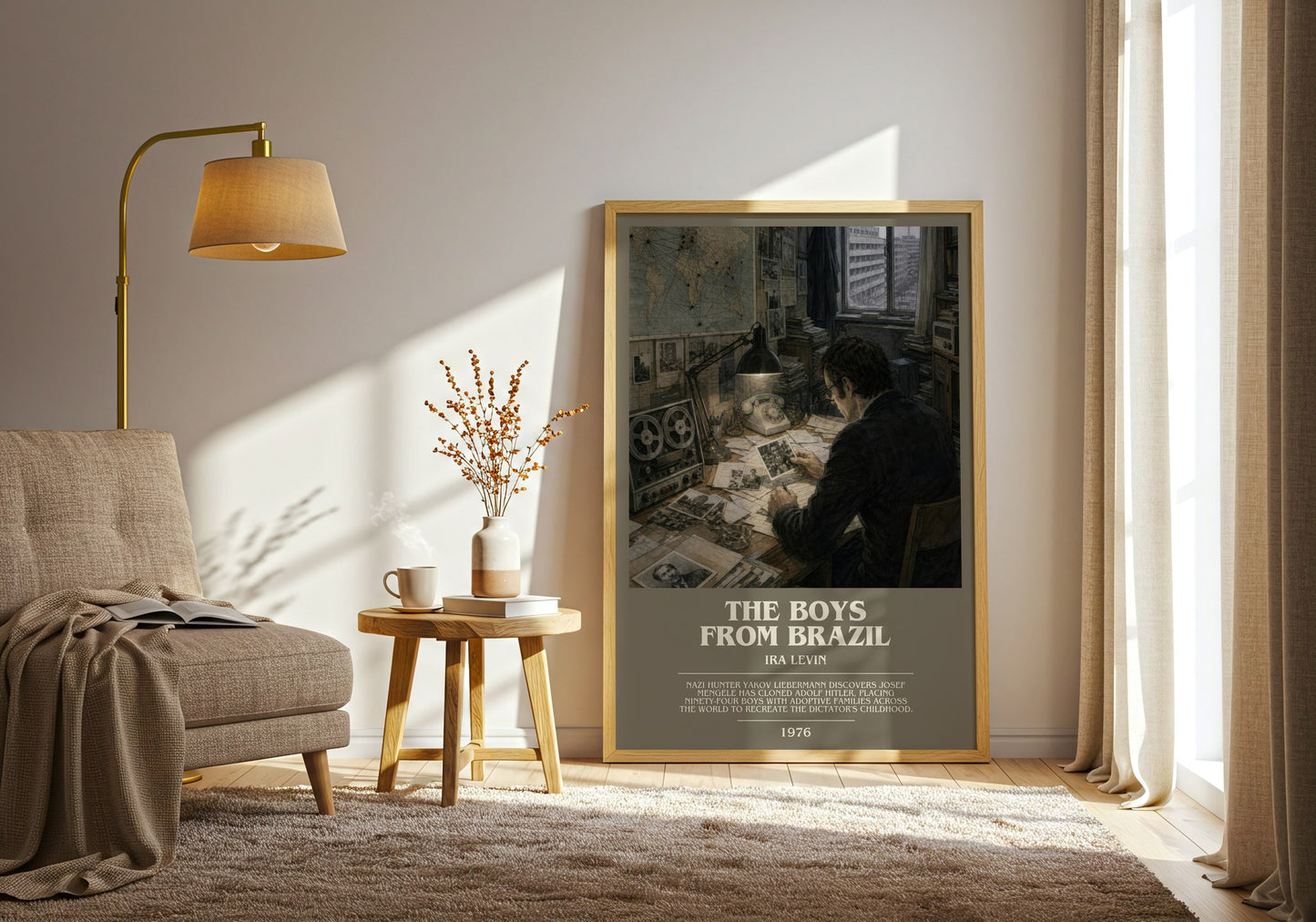 The Boys From Brazil bookish print on bookshelf – Ira Levin fan gift