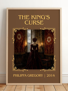 The King's Curse Classic Book Art Print by Philippa Gregory – framed print leaning on a wooden floor