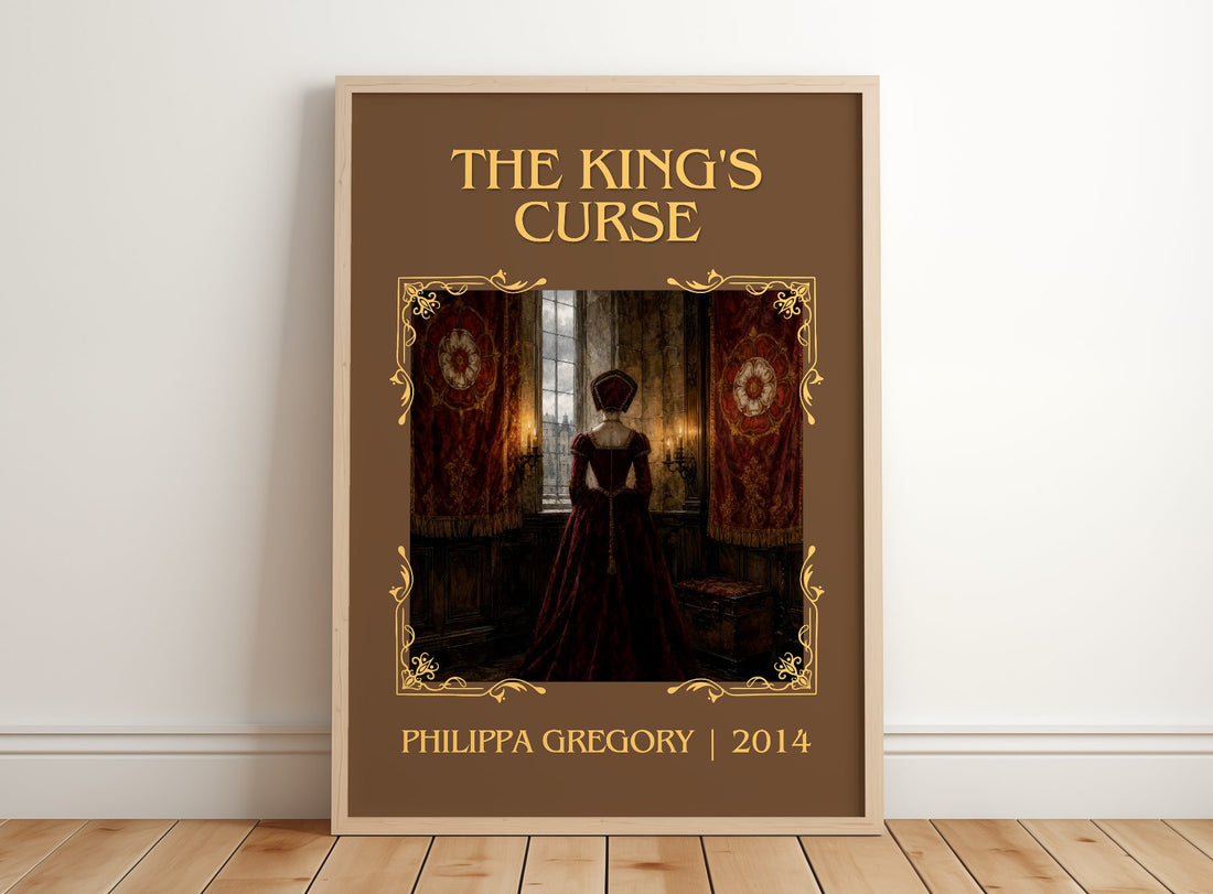 The King's Curse Classic Book Art Print by Philippa Gregory – framed print leaning on a wooden floor