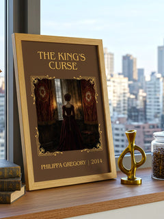 The King's Curse Classic Book Art Print by Philippa Gregory – framed print on a city-view windowsill