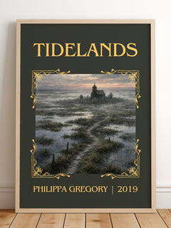 Tidelands Classic Book Art Print by Philippa Gregory – framed print leaning on a wooden floor