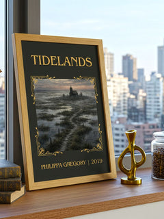 Tidelands Classic Book Art Print by Philippa Gregory – framed print on a city-view windowsill