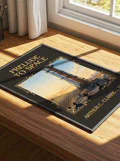 Prelude to Space Classic Book Art Print by Arthur C. Clarke – print on a sunlit desk