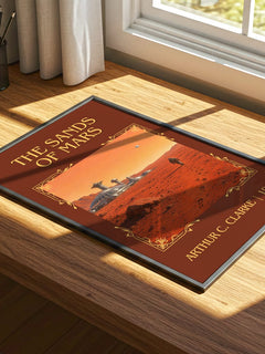 The Sands of Mars Classic Book Art Print by Arthur C. Clarke – print on a sunlit desk