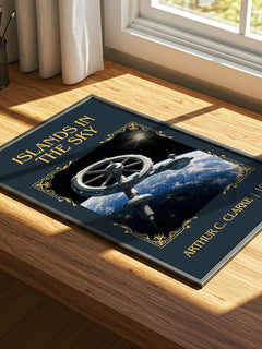 Islands in the Sky Classic Book Art Print by Arthur C. Clarke – print on a sunlit desk