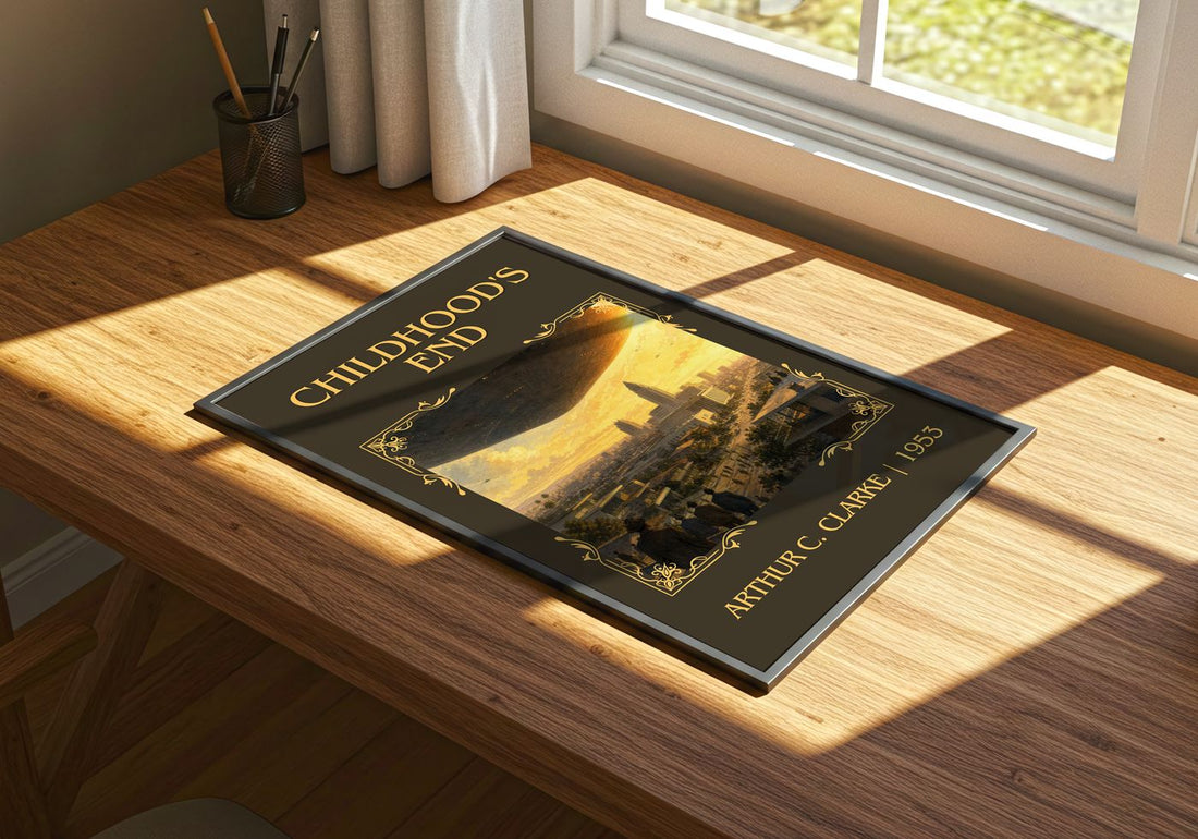 Childhood's End Classic Book Art Print by Arthur C. Clarke – print on a sunlit desk