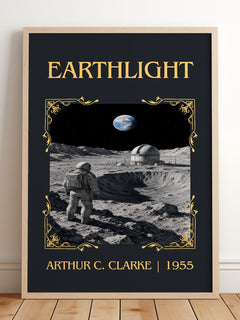 Earthlight Classic Book Art Print by Arthur C. Clarke – framed print leaning on a wooden floor