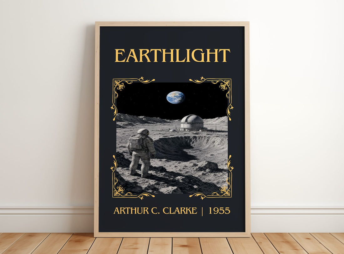Earthlight Classic Book Art Print by Arthur C. Clarke – framed print leaning on a wooden floor