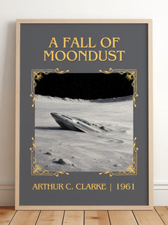 A Fall of Moondust Classic Book Art Print by Arthur C. Clarke – framed print leaning on a wooden floor