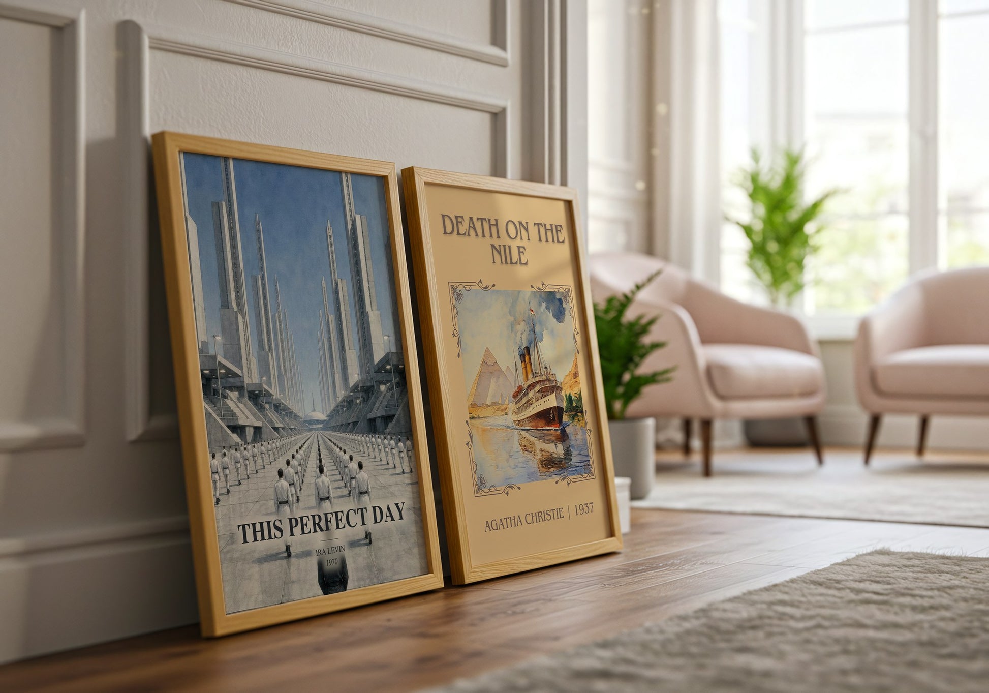 This Perfect Day watercolour print framed by window – literary home decor