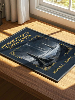 Rendezvous with Rama Classic Book Art Print by Arthur C. Clarke – print on a sunlit desk