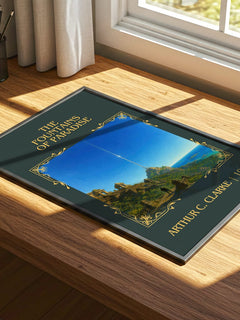 The Fountains of Paradise Classic Book Art Print by Arthur C. Clarke – print on a sunlit desk