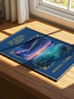 The Songs of Distant Earth Classic Book Art Print by Arthur C. Clarke – print on a sunlit desk