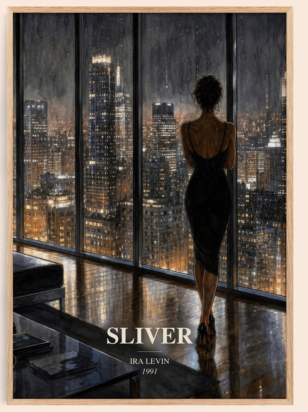 Sliver watercolour book poster by Ira Levin – framed literary art print