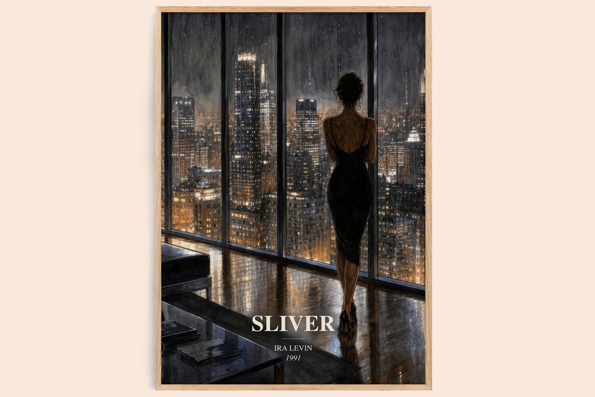 Sliver watercolour book poster by Ira Levin – framed literary art print