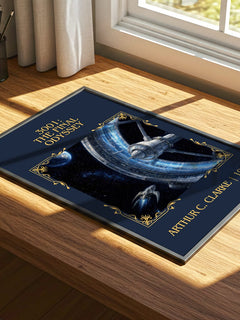 3001: The Final Odyssey Classic Book Art Print by Arthur C. Clarke – print on a sunlit desk