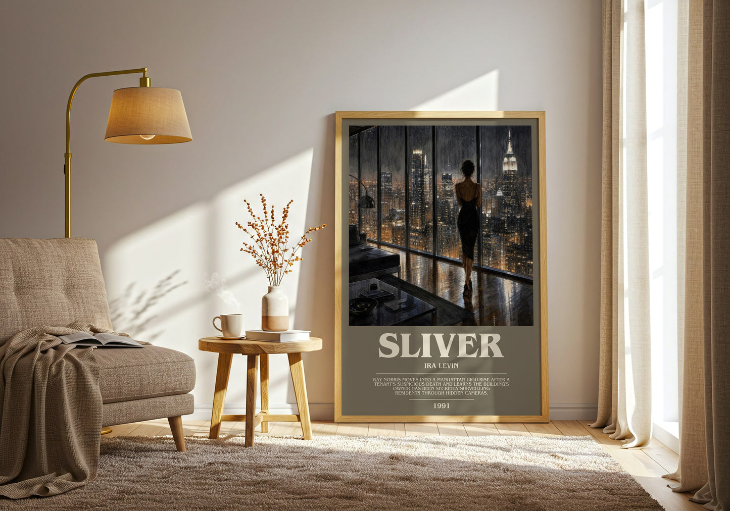 Sliver bookish print on bookshelf – Ira Levin fan gift
