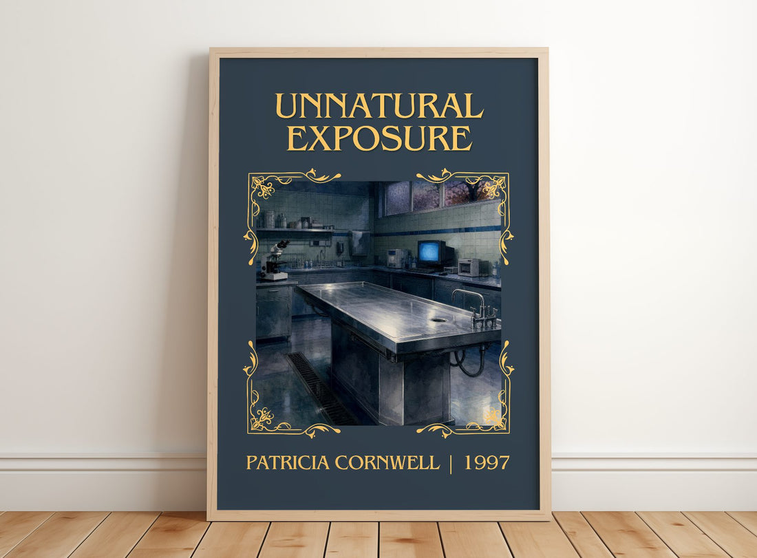 Unnatural Exposure Classic Book Art Print by Patricia Cornwell – framed print leaning on a wooden floor