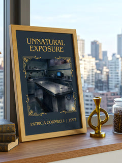 Unnatural Exposure Classic Book Art Print by Patricia Cornwell – framed print on a city-view windowsill