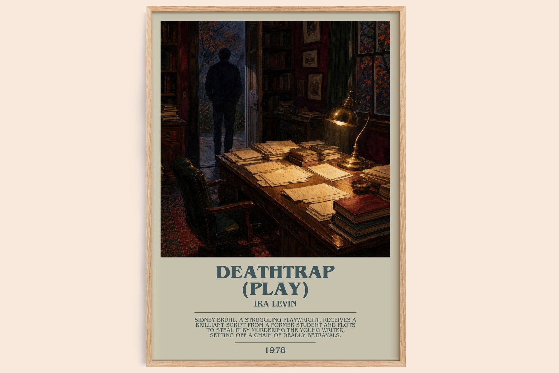 Deathtrap (Play) bookish book poster by Ira Levin – framed literary art print