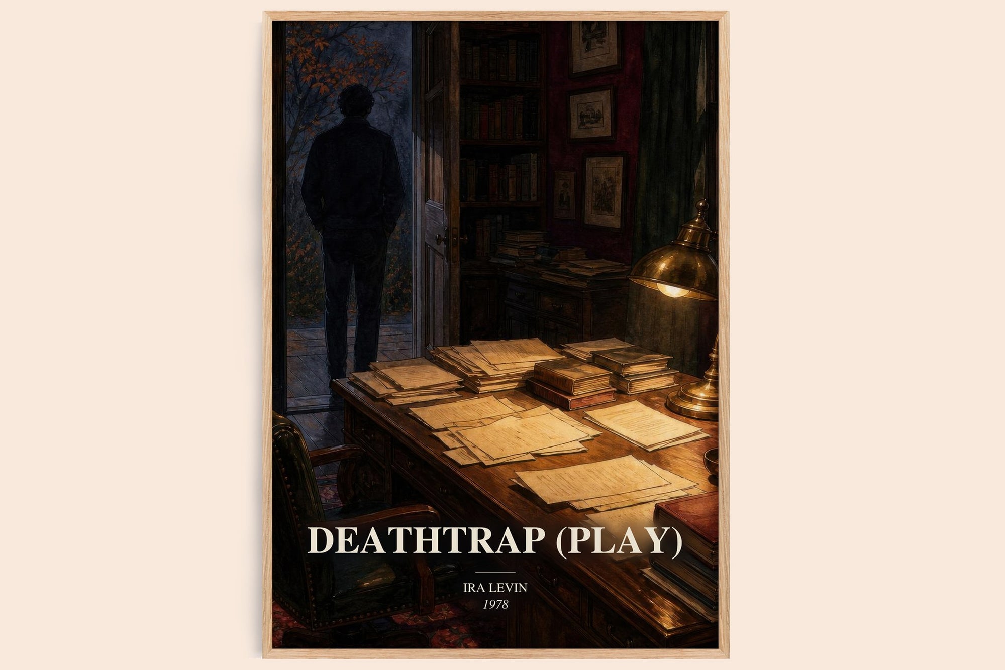 Deathtrap (Play) watercolour book poster by Ira Levin – framed literary art print