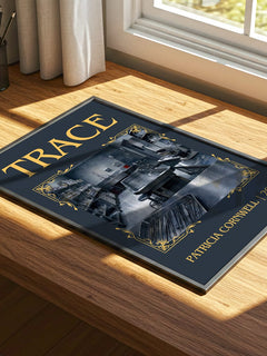 Trace Classic Book Art Print by Patricia Cornwell – print on a sunlit desk