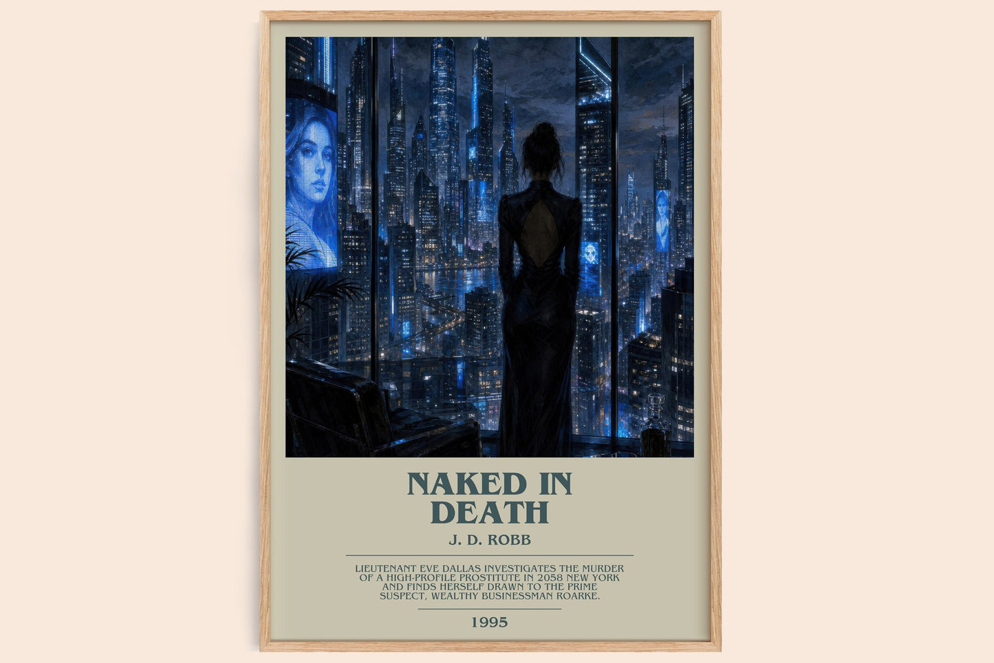 Naked In Death bookish book poster by J. D. Robb – framed literary art print