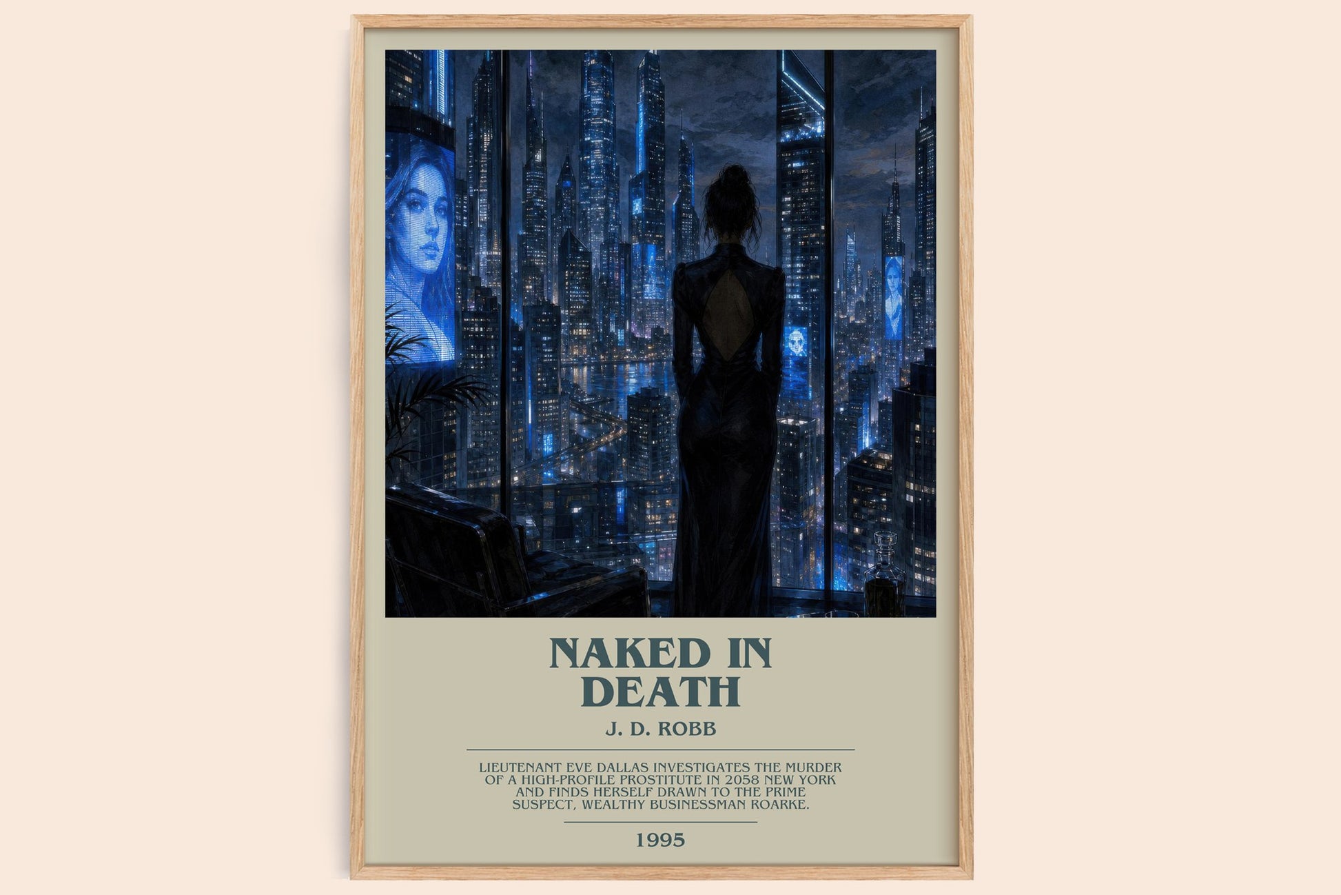 Naked In Death bookish book poster by J. D. Robb – framed literary art print