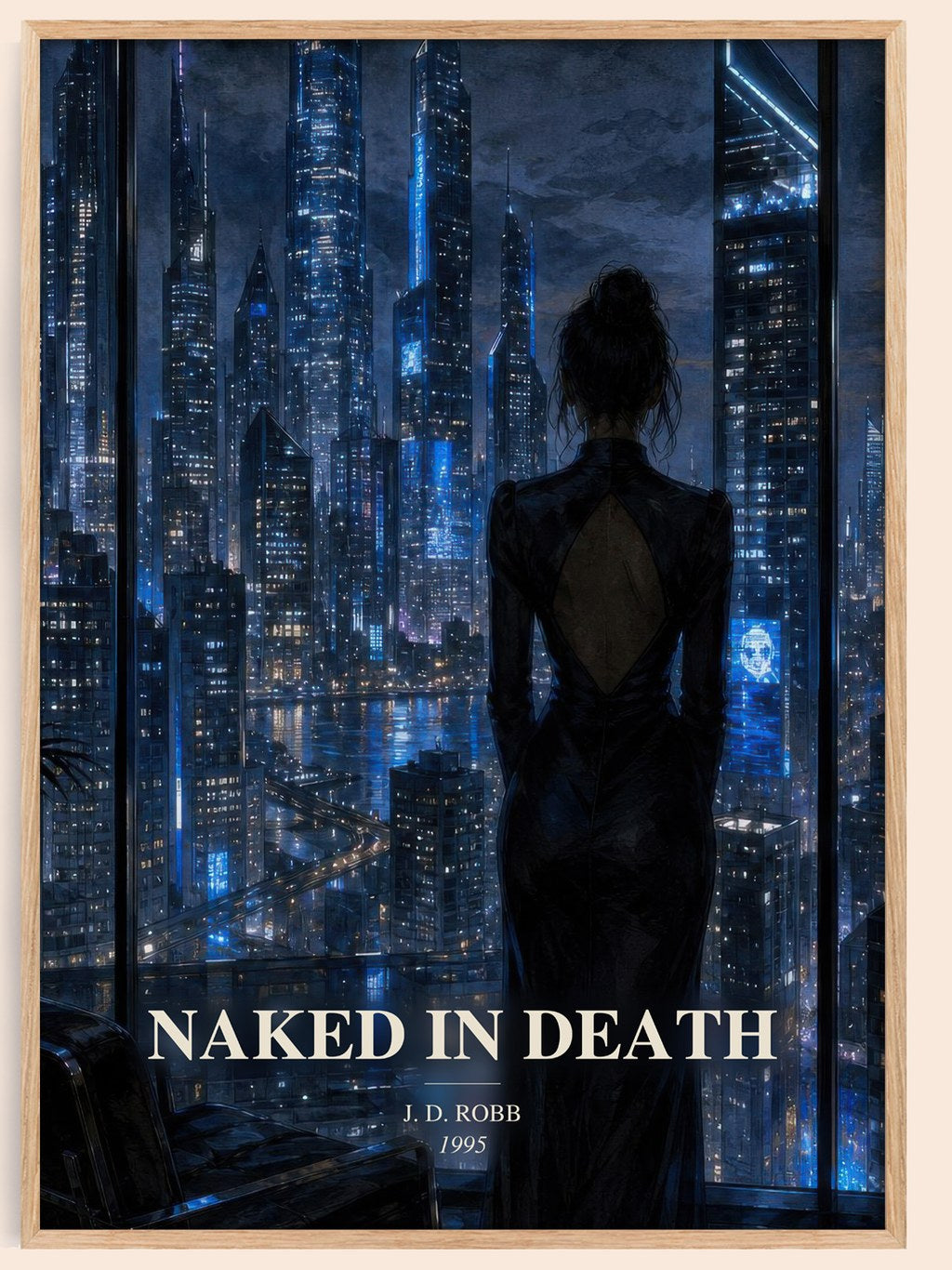 Naked In Death watercolour book poster by J. D. Robb – framed literary art print