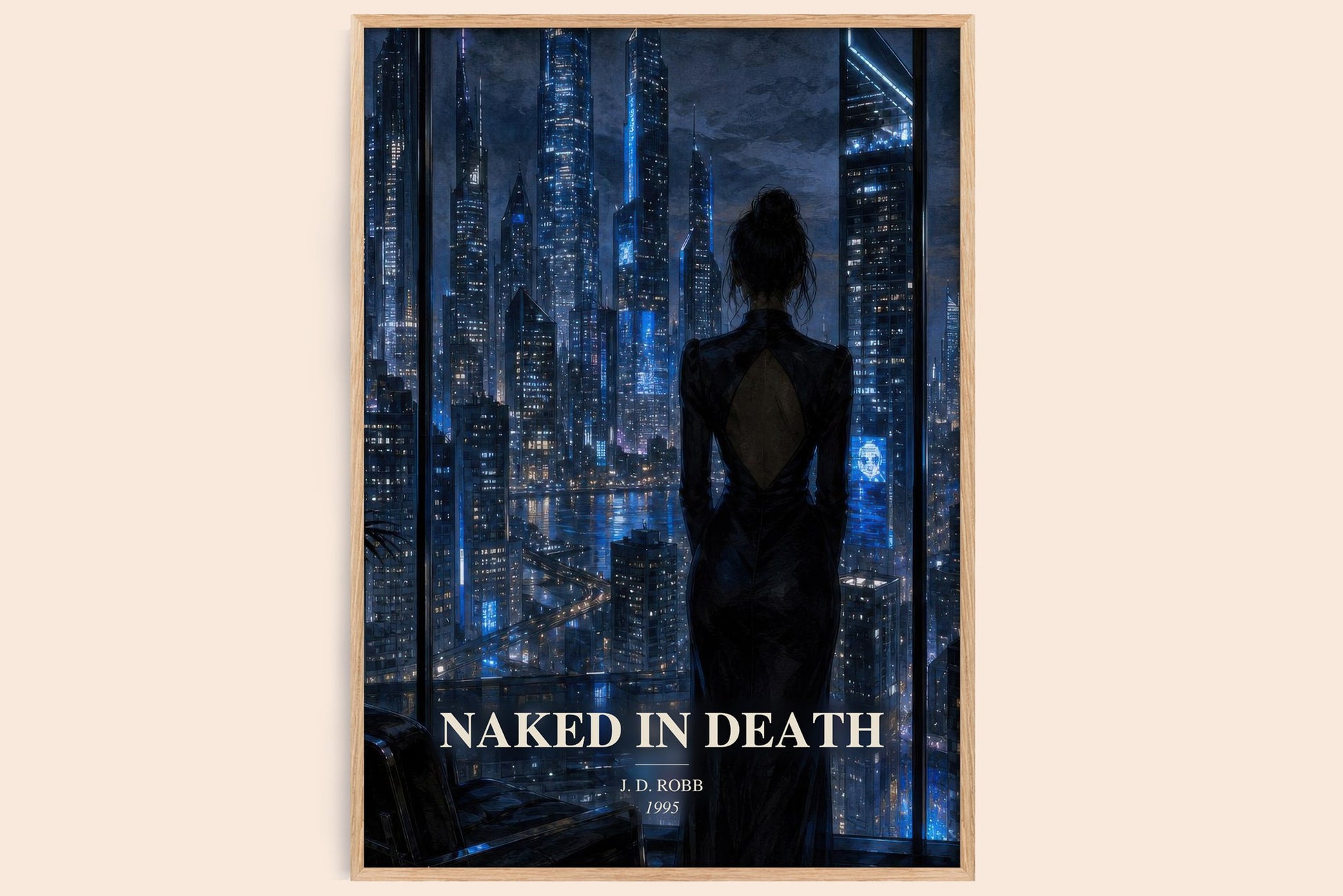 Naked In Death watercolour book poster by J. D. Robb – framed literary art print