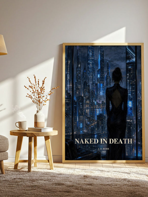 Naked In Death watercolour print in frame leaning in hallway – mystery wall art