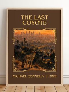 The Last Coyote Classic Book Art Print by Michael Connelly – framed print leaning on a wooden floor