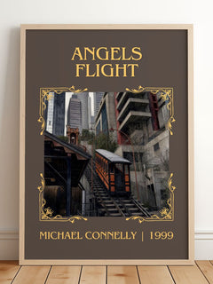 Angels Flight Classic Book Art Print by Michael Connelly – framed print leaning on a wooden floor