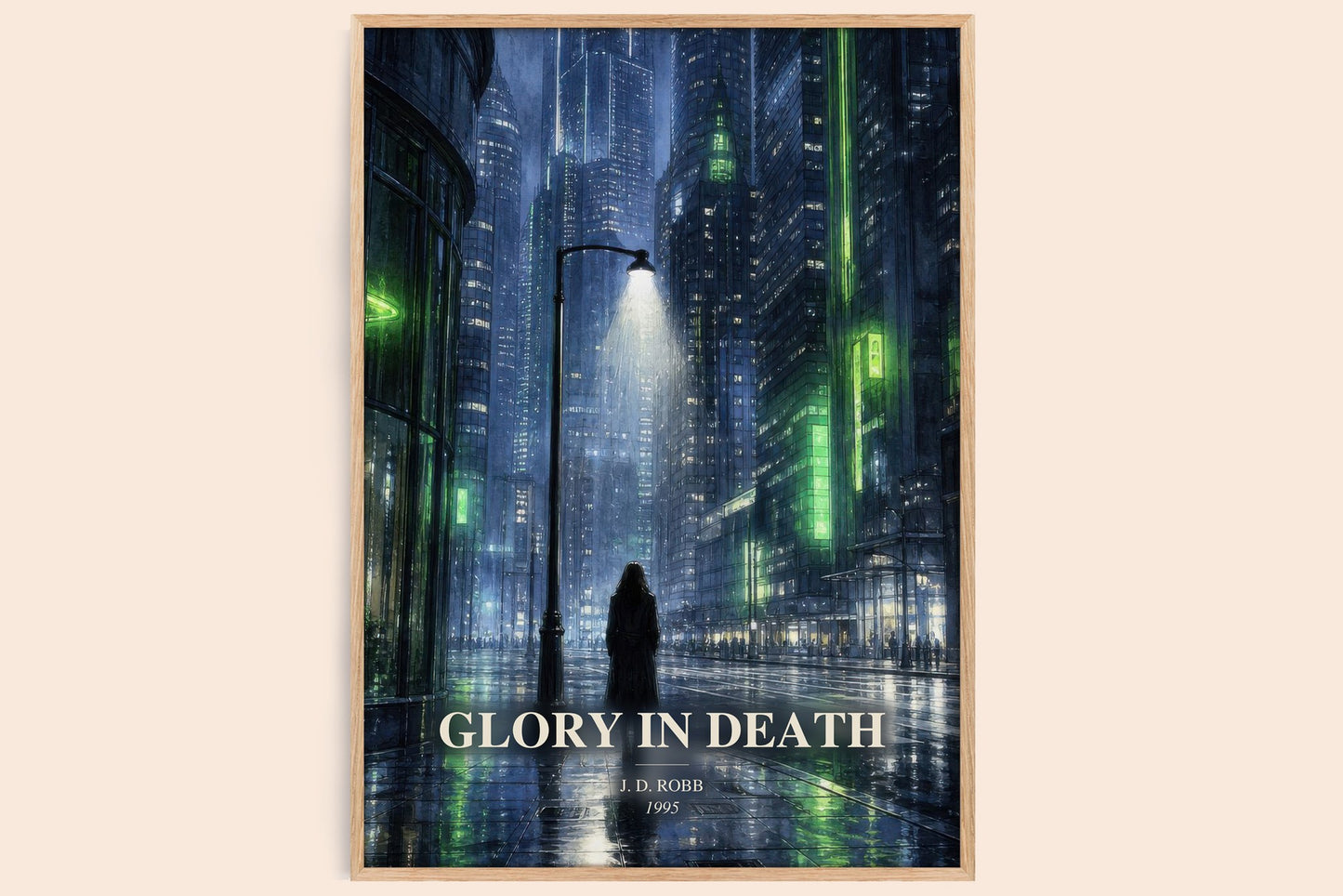 Glory In Death watercolour book poster by J. D. Robb – framed literary art print