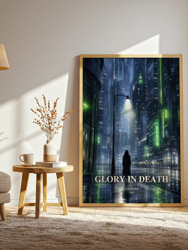 Glory In Death watercolour print in frame leaning in hallway – mystery wall art