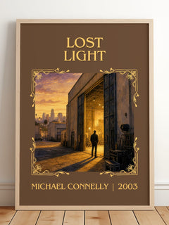 Lost Light Classic Book Art Print by Michael Connelly – framed print leaning on a wooden floor