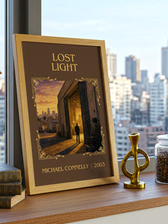 Lost Light Classic Book Art Print by Michael Connelly – framed print on a city-view windowsill