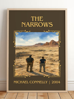 The Narrows Classic Book Art Print by Michael Connelly – framed print leaning on a wooden floor