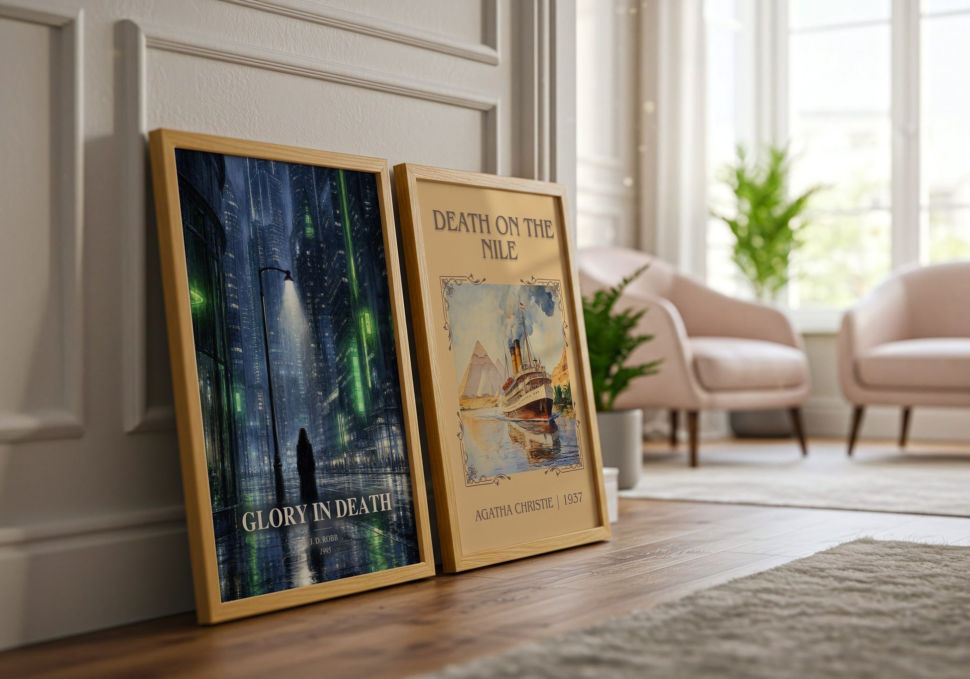 Glory In Death watercolour print framed by window – literary home decor