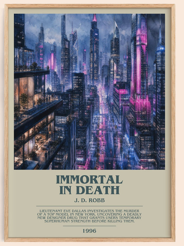 Immortal In Death bookish book poster by J. D. Robb – framed literary art print