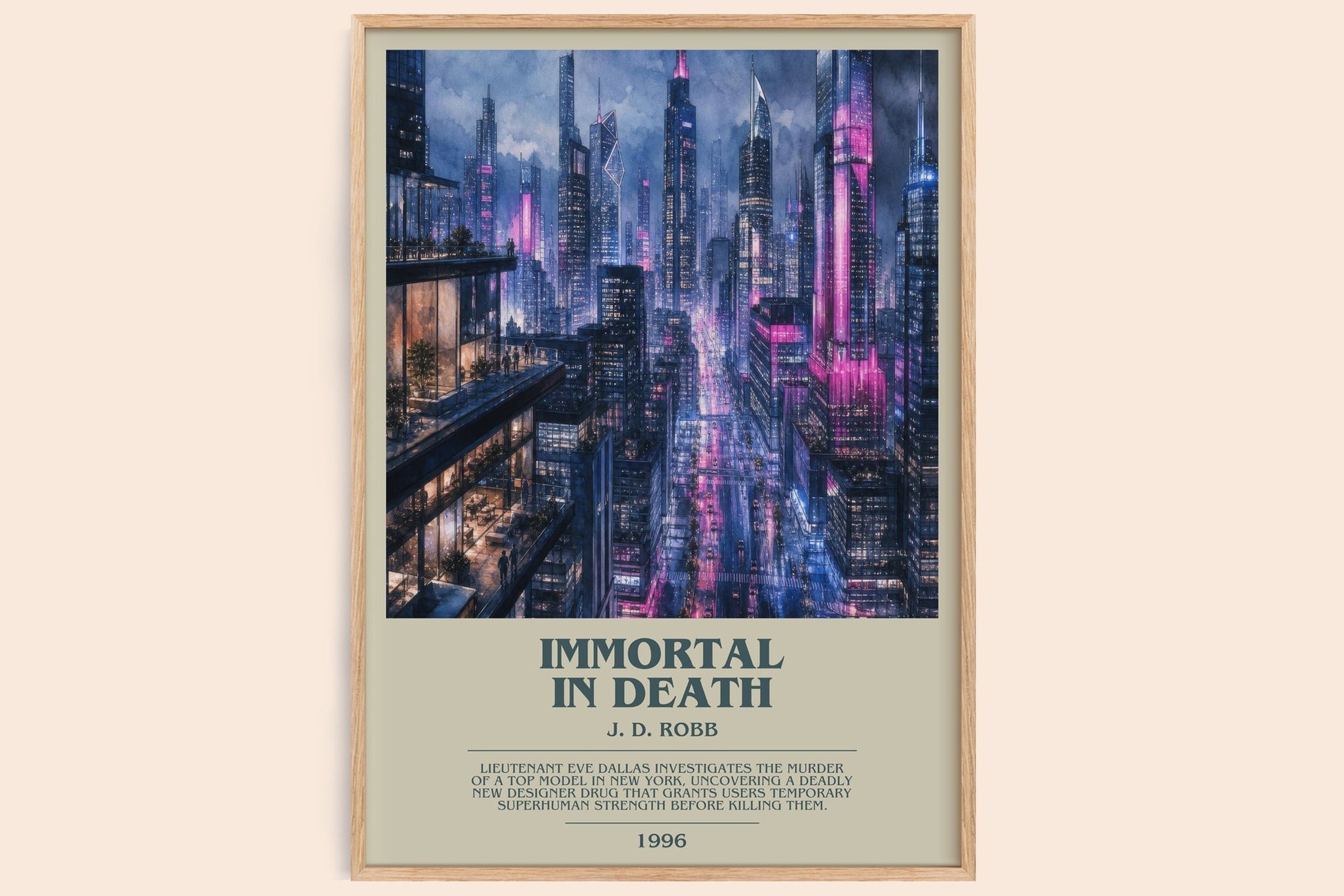 Immortal In Death bookish book poster by J. D. Robb – framed literary art print