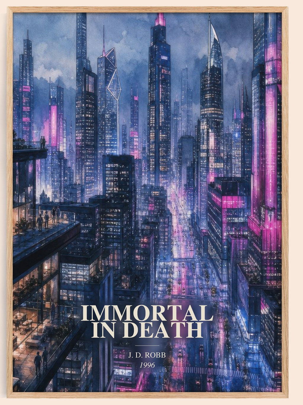 Immortal In Death watercolour book poster by J. D. Robb – framed literary art print