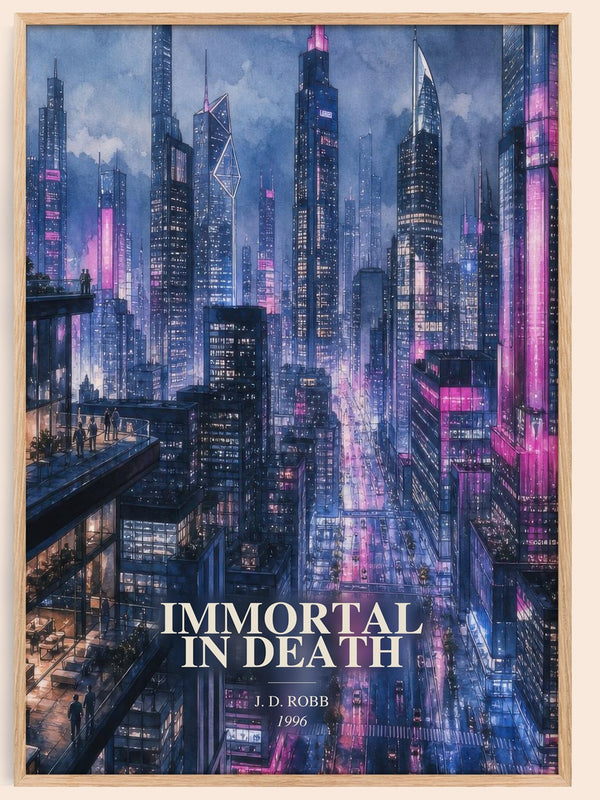 Immortal In Death watercolour book poster by J. D. Robb – framed literary art print