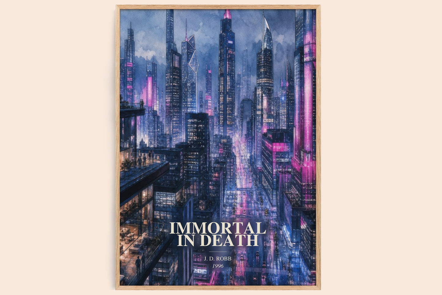 Immortal In Death watercolour book poster by J. D. Robb – framed literary art print