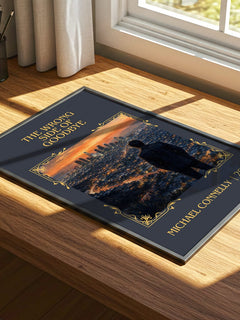 The Wrong Side of Goodbye Classic Book Art Print by Michael Connelly – print on a sunlit desk